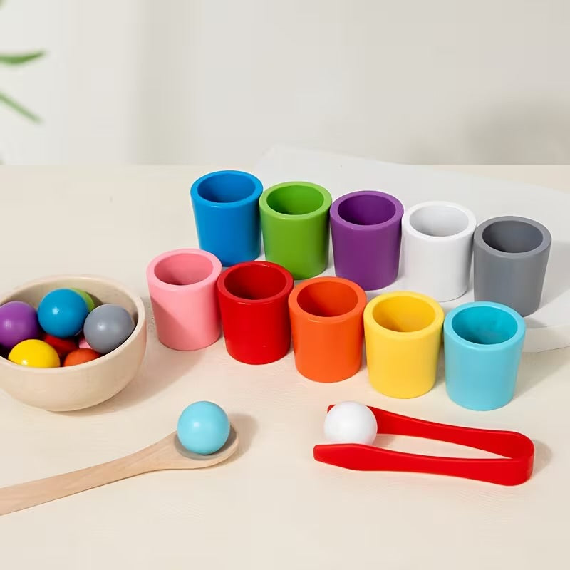 Wooden Colour Matching Balks and Cups