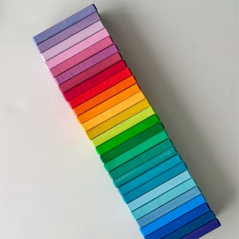 Rainbow Wooden Dominoes