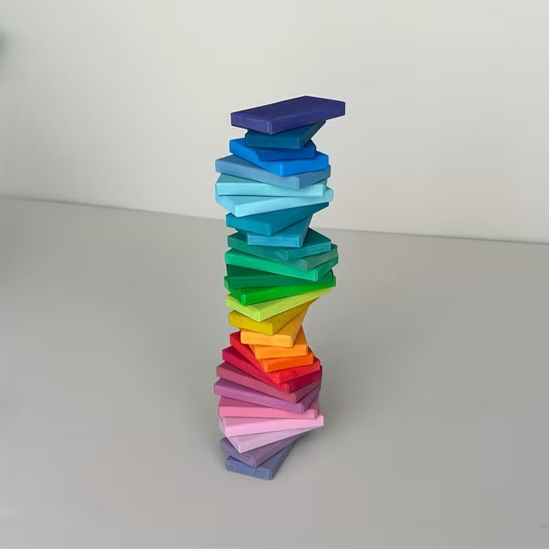 Rainbow Wooden Dominoes