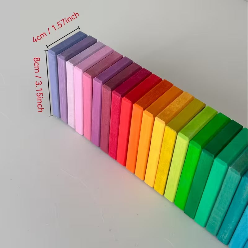 Rainbow Wooden Dominoes