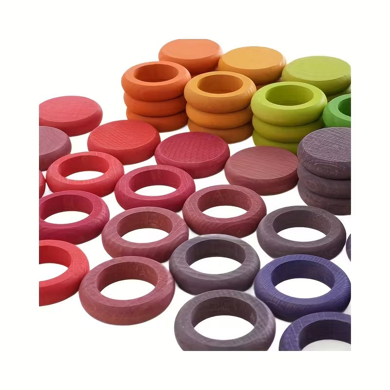 Rainbow Wooden Rings
