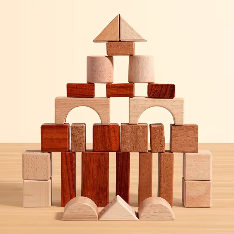 Mixed Wooden Building Blocks